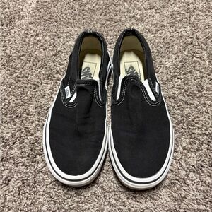 Vans Black and White Slip-On Shoes Size 4